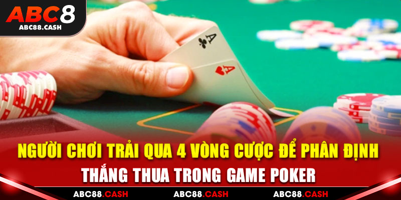 Người chơi trải qua 4 vòng cược để phân định thắng thua trong game Poker